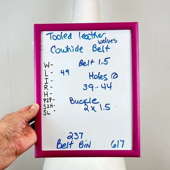 Vintage Tooled Cowhide Wolf Embossed Western Belt Men’s Size 42” - Picture 16 of 16